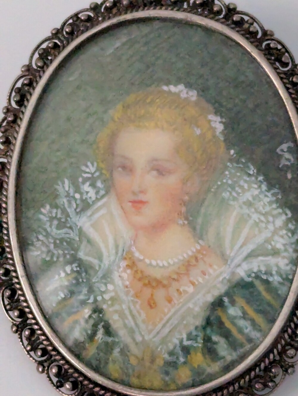Vintage 800 Silver Marcasite Portrait Brooch/Pendant - Picture 4 of 7